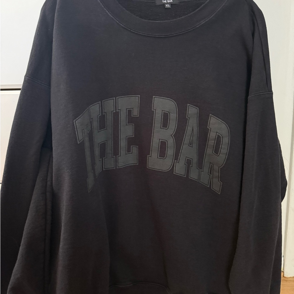 The Bar Black Crewneck Sweater Classic Pullover